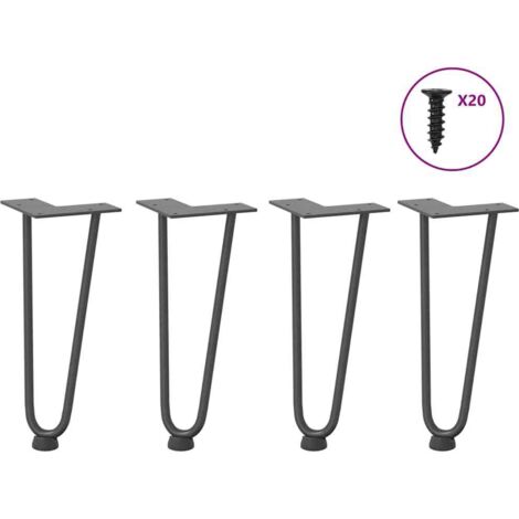 vidaXL Pieds en épingle à cheveux pour table basse 4 pièces Anthracite 30 cm Acier massif