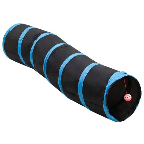 Tunnel pour chats en forme de S Noir et bleu 122 cm Polyester vidaXL