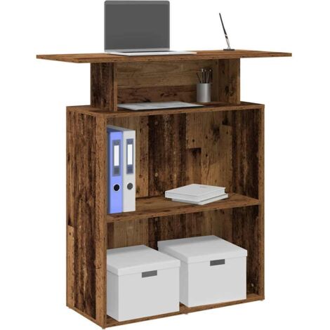 Vidaxl – Bureau de réception vieux bois 100x40x104 cm – Bois d'ingénierie – Comptoir intégré pour bureaux et halls – Capacité 60 kg