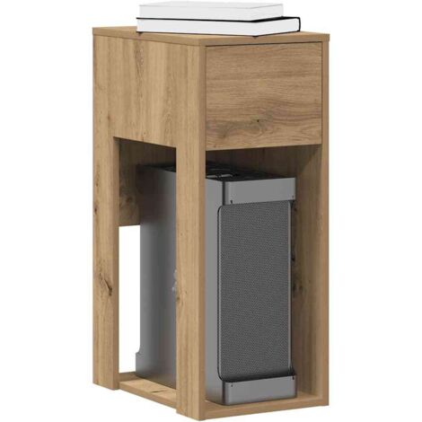 Vidaxl – Support de tour d'ordinateur en bois d'ingénierie chêne artisanal 30x44x74 cm – Compartiment ouvert et tiroir de rangement – Capacité 60 kg