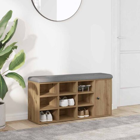 vidaXL Shoe Bench Artisan Oak 102x32x50 cm Engineered Wood (1/5)