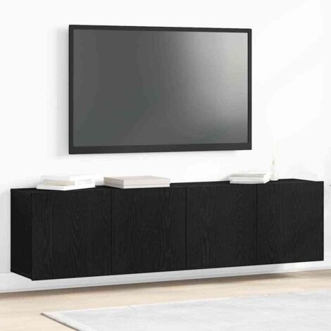 Vidaxl – Meuble TV 2 pièces chêne noir 160 x 30 x 41 cm – Bois d'ingénierie durable – Grand espace de rangement – Fixation murale possible (1/5)