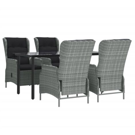 vidaXL Ensemble à manger de jardin 5 pcs Gris clair Résine tressée