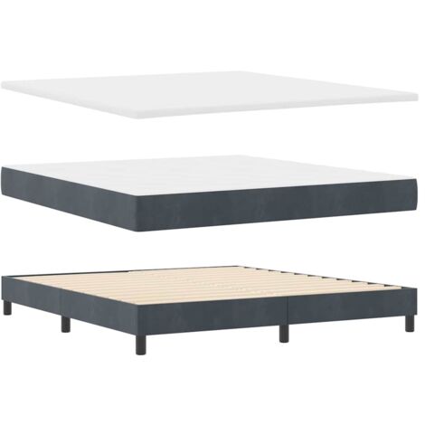 Lit à ressort vidaXL avec matelas gris foncé 180x200 cm en velours
