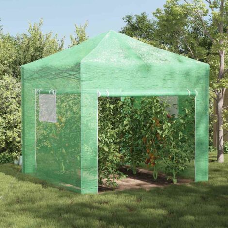 vidaXL Serre avec cadre pop-up avec toit Vert 290 x 290 x 315 cm Fer
