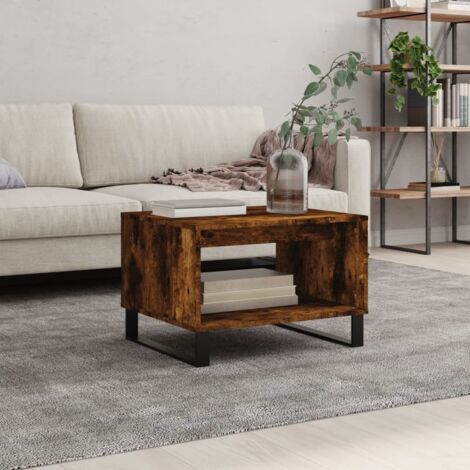 Table basse chêne fumé 60x50x40 cm bois d'ingénierie vidaXL