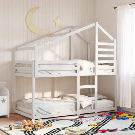 Lit superposé sans matelas blanc 90x190 cm bois de pin massif vidaXL