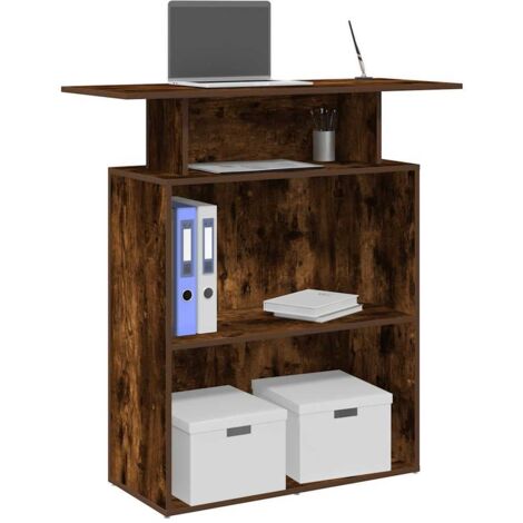 Vidaxl – Bureau de réception chêne fumé 100x40x104 cm – Bois d'ingénierie – Comptoir intégré pour espaces professionnels – Capacité 60 kg