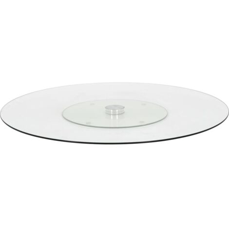 Vidaxl – Assiette de service rotative 60 cm – Verre trempé transparent – Rotation à 360 degrés – Plateau de table élégant et durable