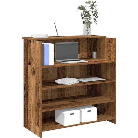 vidaXL Bureau de réception vieux bois 100x50x103,5cm bois d'ingénierie