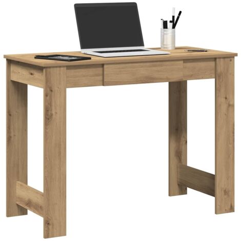 Vidaxl – Bureau droit chêne artisanal 100x45x75 cm – Bois d'ingénierie résistant à l'humidité – Grand espace de rangement – Assemblage requis (1/5)