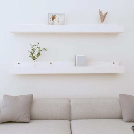 vidaXL Étagères murales 2 pcs Blanc 110x12x9 cm Bois de pin massif (1/5)