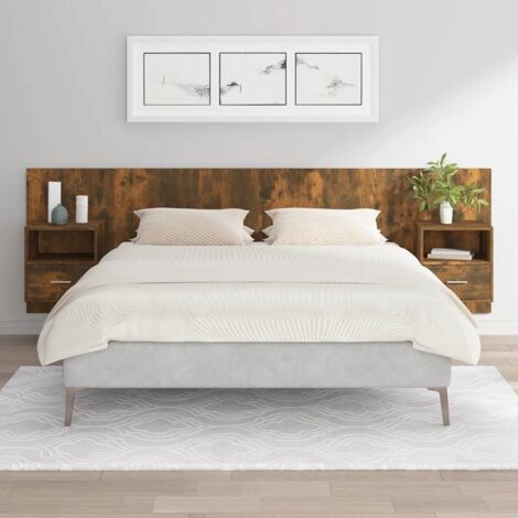 Vidaxl – Tête de lit avec armoires – Chêne fumé – Bois d'ingénierie – Dimensions 160 x 80 cm – Rangement optimisé pour espaces réduits
