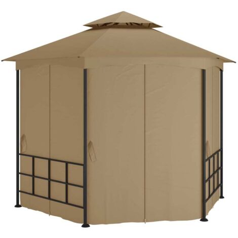 vidaXL Belvédère avec parois 3,1x2,7 m Taupe (1/5)
