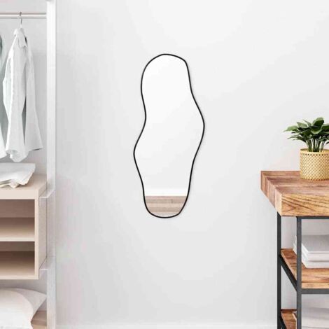 Vidaxl – Miroir mural noir 70x30 cm – Verre avec cadre PVC – Épaisseur 4 mm – Installation facile pour espaces restreints