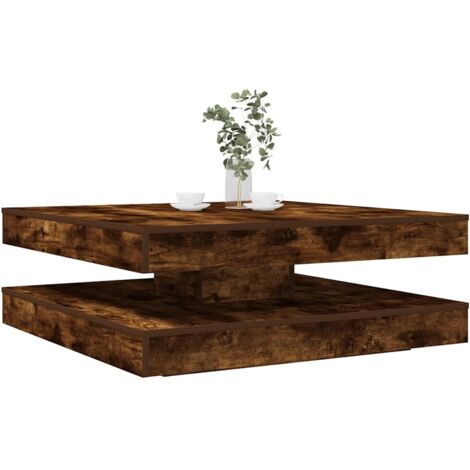 Table basse rotative à 360 degrés chêne fumé 90x90x34,5 cm vidaXL