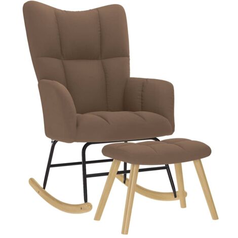 Chaise à bascule avec repose-pied Marron Tissu vidaXL (1/5)
