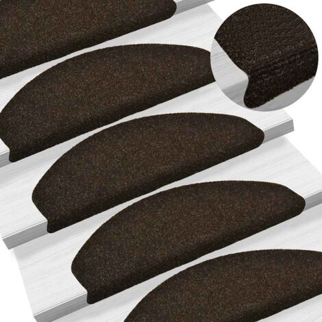 Tapis d'escalier autocollants 20 pièces 65 x 21 x 4 cm Marron foncé Demi-rond Grand vidaXL