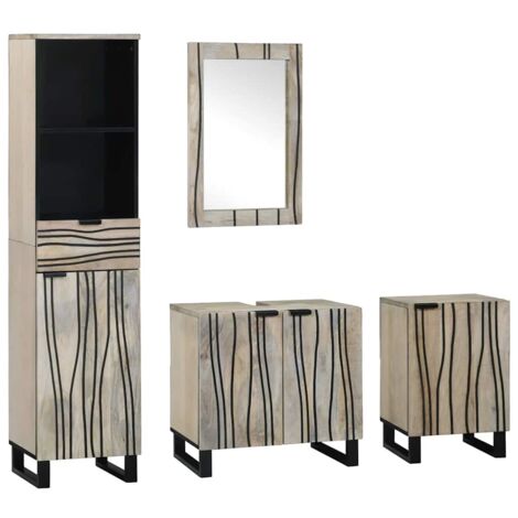 vidaXL Ensemble de mobilier de salle de bain 4 pcs Marron noyer (1/5)