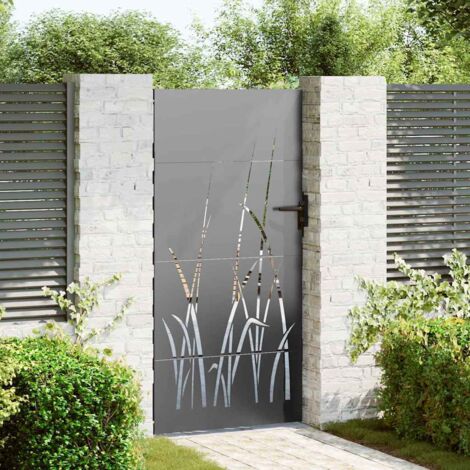 Vidaxl – Porte de jardin en acier noir 85 x 175 cm – Résistante aux intempéries – Design découpé au laser – Avec verrouillage