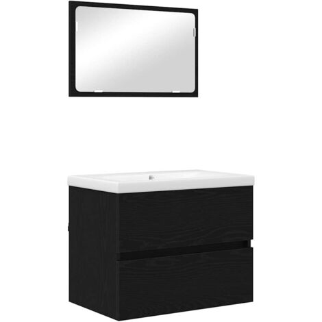 Ensemble de mobilier de salle de bain 3 pcs Chêne noir vidaXL