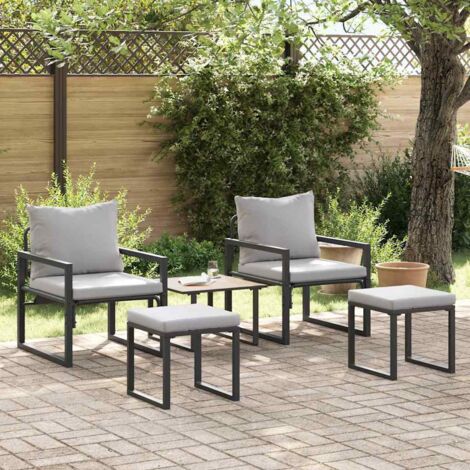 vidaXL Mobilier de jardin Autre 4 pcs Noir 61 x 72,5 x 71 cm Acier (1/5)