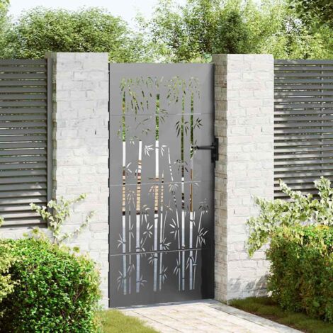 Vidaxl – Porte de jardin 85 x 175 cm en acier peint noir – Design découpé au laser – Verrou à pêne dormant – Résistante aux intempéries