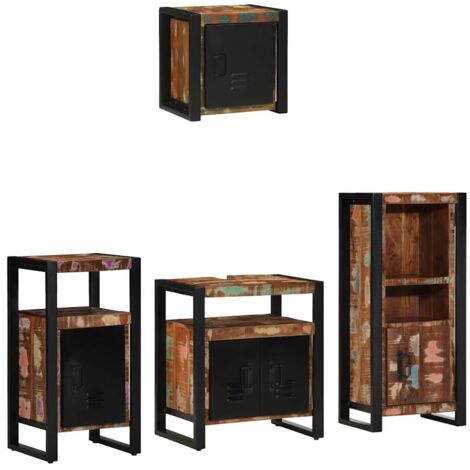 vidaXL Ensemble de mobilier de salle de bain 4 pcs Bois Recyclé Solide (1/5)
