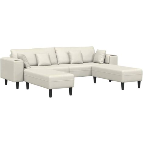 Canapé en velours avec coussin 3 pcs Crème 208 cm Velours vidaXL (1/5)