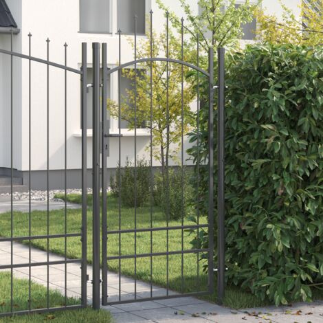 Porte de Jardin avec verrouillage Gris 100 x 200 cm Acier vidaXL (1/5)