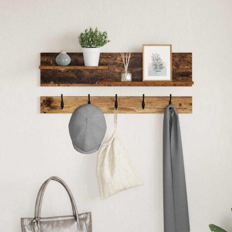 Porte-manteau mural avec étagère Bois ancien 90 x 15 x 36 cm vidaXL