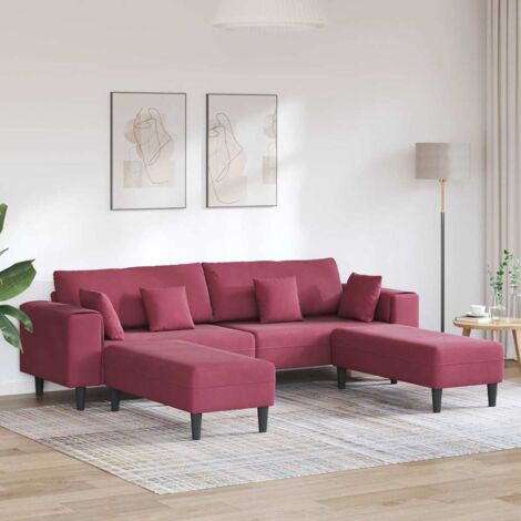vidaXL Canapé 3 pcs Bordeaux 250 x 188 x 76 cm Velours (1/5)