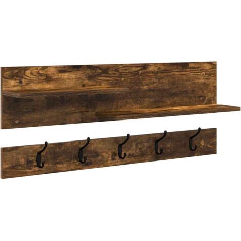 Porte-manteau mural avec étagère Chêne fumé 90 x 15 x 36 cm vidaXL