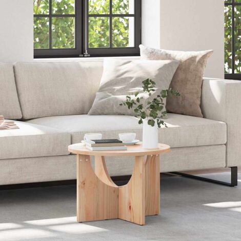 Vidaxl – Table basse ronde en bois massif de pin 50 x 50 x 35 cm – Design rustique pour salon – Entretien facile – Usage intérieur uniquement (1/5)