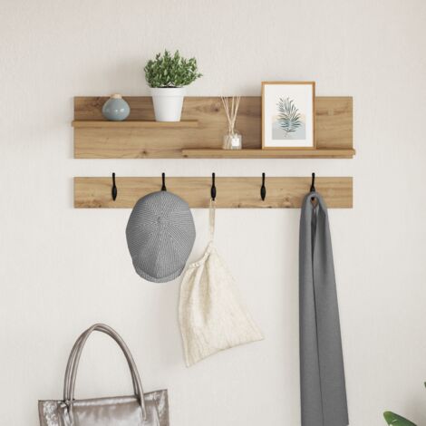 Porte-manteau mural chêne artisanal 90 x 15 x 36 cm vidaXL