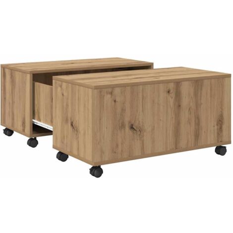 Table basse chêne artisanal 75 x 75 x 38 cm Bois d'ingénierie vidaXL (1/5)