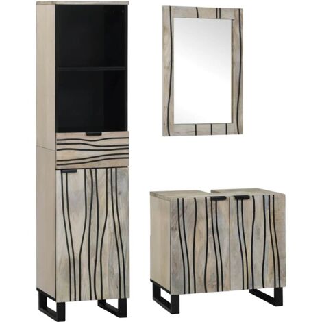 Ensemble de mobilier de salle de bain avec tiroir 3 pcs Blanc vidaXL (1/5)