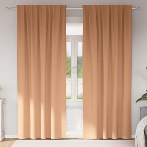vidaXL  Blackout Curtains with Rings  2 pcs Light Brown 225 x 140 cm