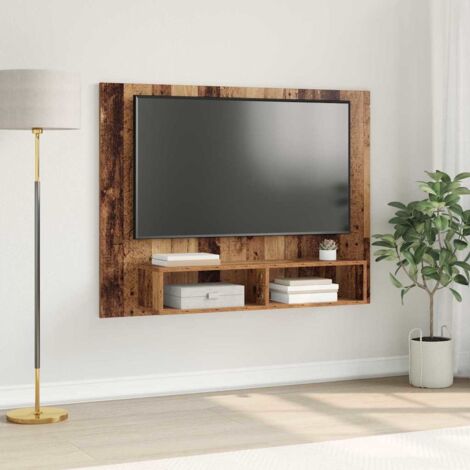 Vidaxl – Meuble TV mural en bois d'ingénierie 120 x 23.5 x 90 cm – Design modulable pour rangement décoratif – Finition texturée rustique