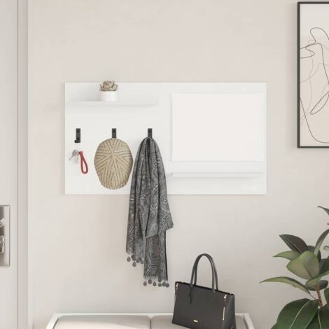 vidaXL Porte-manteau mural Blanc 90 x 10 x 50 cm Bois d'ingénierie (1/5)