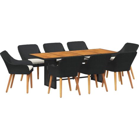 vidaXL Ensemble de salle à manger pour jardin 9 pcs Noir et marron