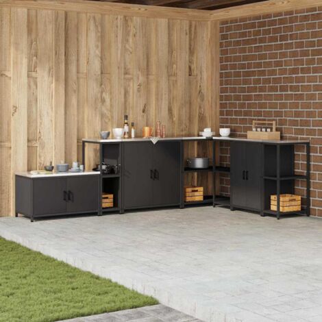 Étagère de rangement de cuisine avec étagère Noir Acier vidaXL