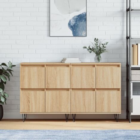Vidaxl – Buffet 2 pcs chêne sonoma bois d'ingénierie – Grand espace de rangement – Résistant à l'humidité – Style classique intemporel (1/5)