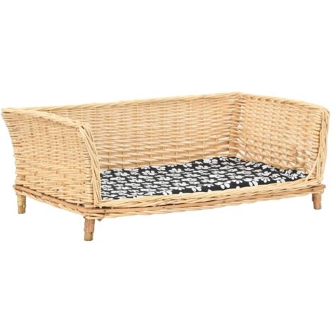 Vidaxl – Panier pour chien avec coussin amovible 90x54x35 cm – Saule naturel – Pour chiens jusqu'à 80 cm – Confort optimal en hiver