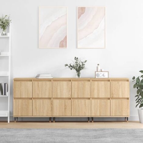 Vidaxl – Buffet 3 pcs en bois d'ingénierie chêne sonoma – Grand espace de rangement – Résistant à l'humidité – Style classique intemporel (1/5)