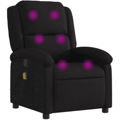 Vidaxl – Fauteuil de massage inclinable noir – 6 points de massage par vibrations – Repose-pieds réglable – Dimensions 71x86,5x99,5 cm