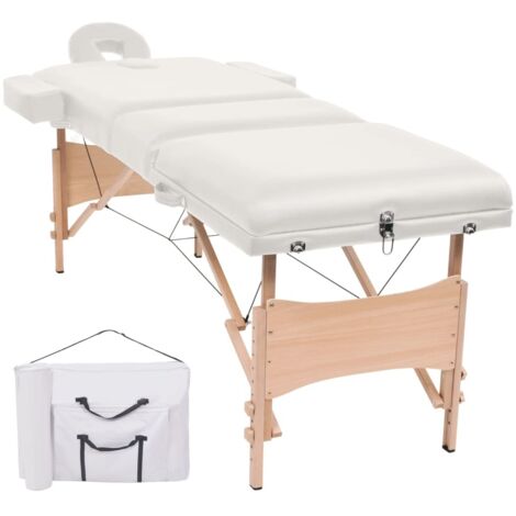 Table de massage pliable，Lit de Massage à 3 zones 10 cm d'épaisseur Blanc vidaXL