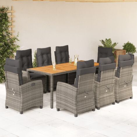 Ensemble à manger de jardin 9 pcs coussins gris résine tressée vidaXL (1/5)