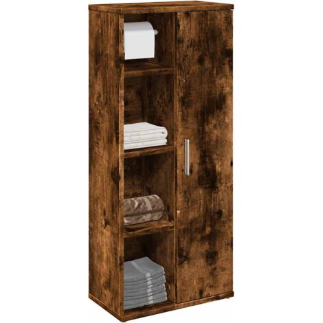 Meuble de salle de bain avec porte-rouleau chêne fumé vidaXL