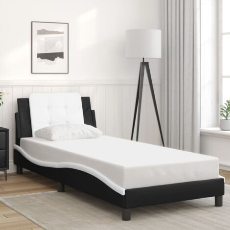 vidaXL Cadre de lit sans matelas Zadar noir et blanc 90x190 cm similicuir (1/5)